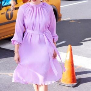 NWT Eloquii Lilac, Sheer, Pleated Dress with Matching Slip 14/16